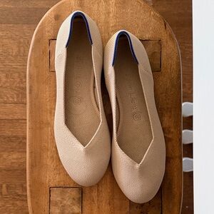 Rothy's Beige and Blue Trim Flats